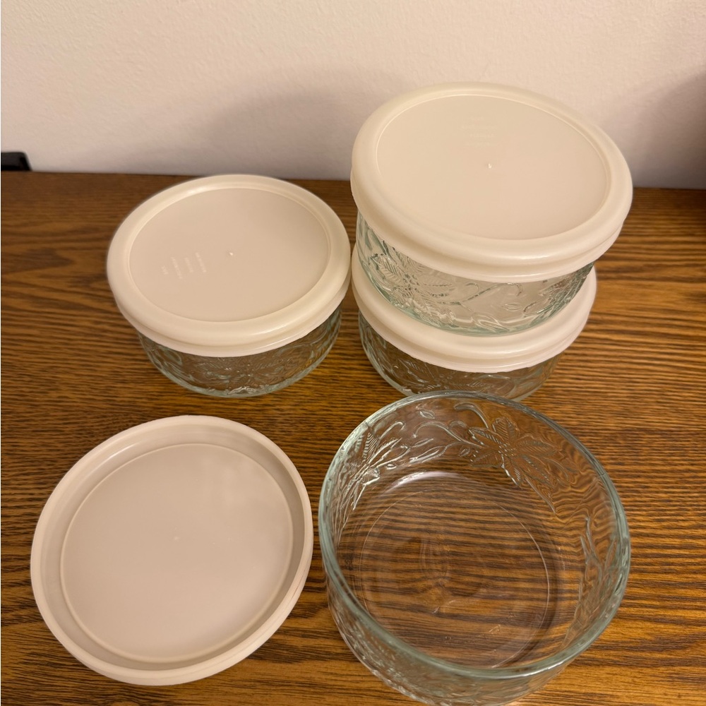 Set of 4 Vintage Princess House Fantasia 3 3/4" Glass Ramekins with Lids EUC - Picture 4 of 5